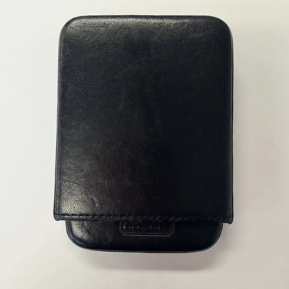 Coach Black Leather 2-Piece Slide Structured Business Card Holder Case Wallet